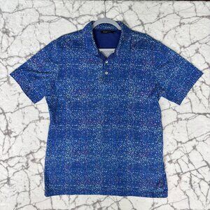 BUGATCHI Floral Shirt Men's L Radiant Blue with Multicolor Flowers Allover